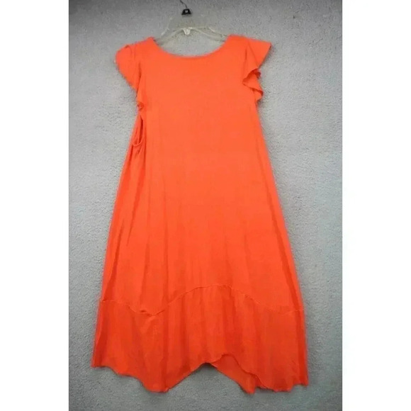 Cupio Embroidered Orange Loungewear Gown-Size Medium-Asymmetrical Hemline - Picture 7 of 8